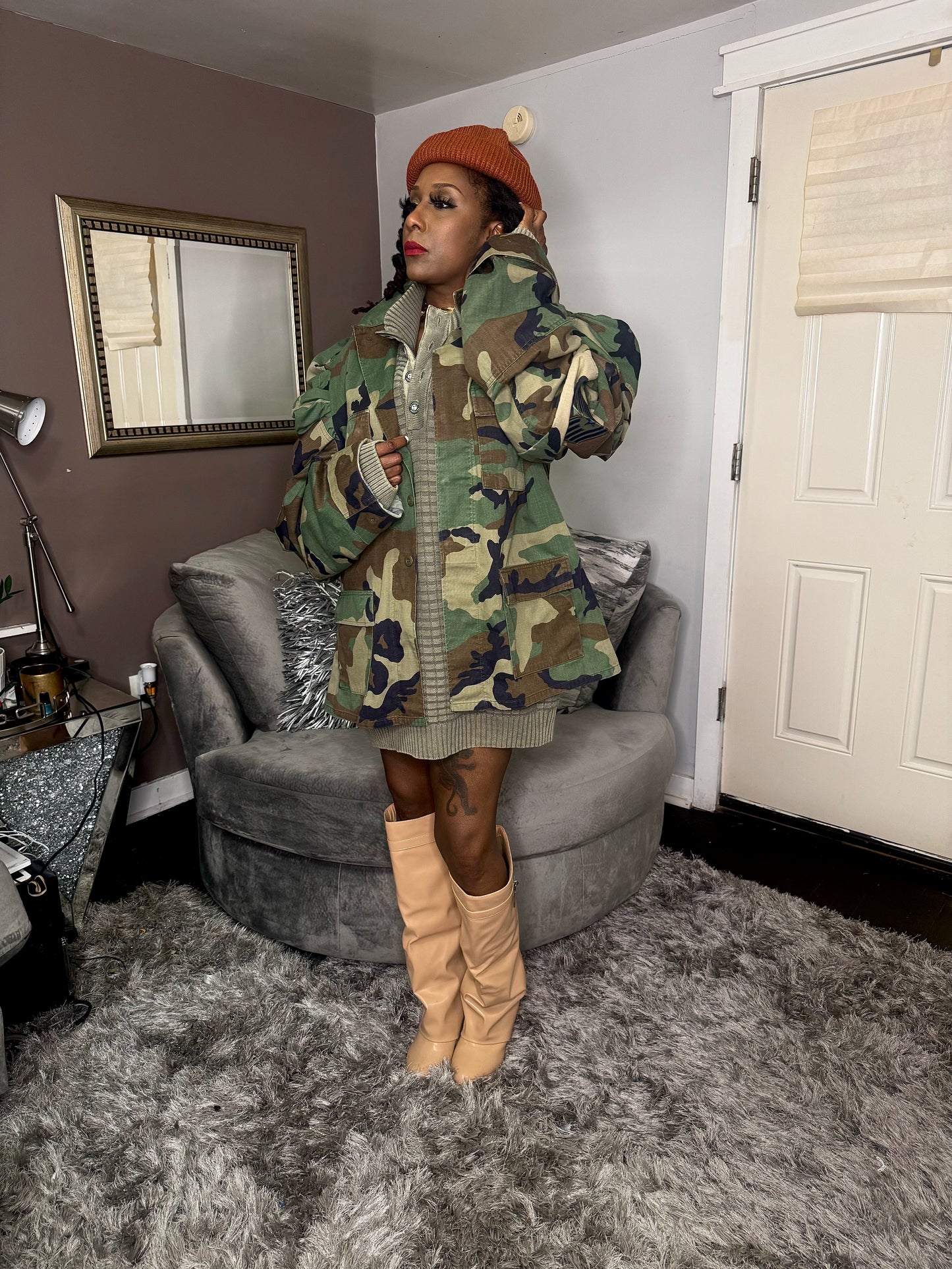 Couture Camo Puffy Sleeve