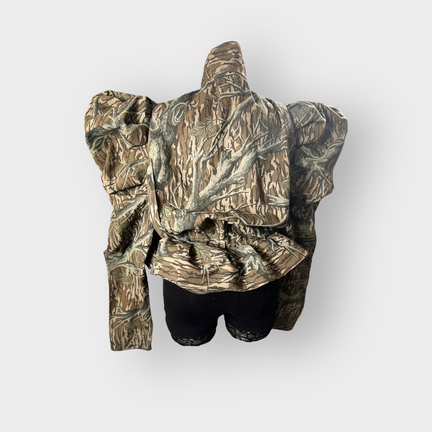 Tree Bark Peplum Bomber Jacket