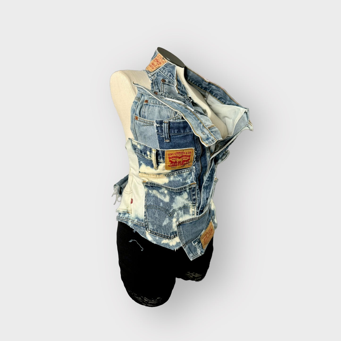 Denim Couture Patchwork Corset Halter Top