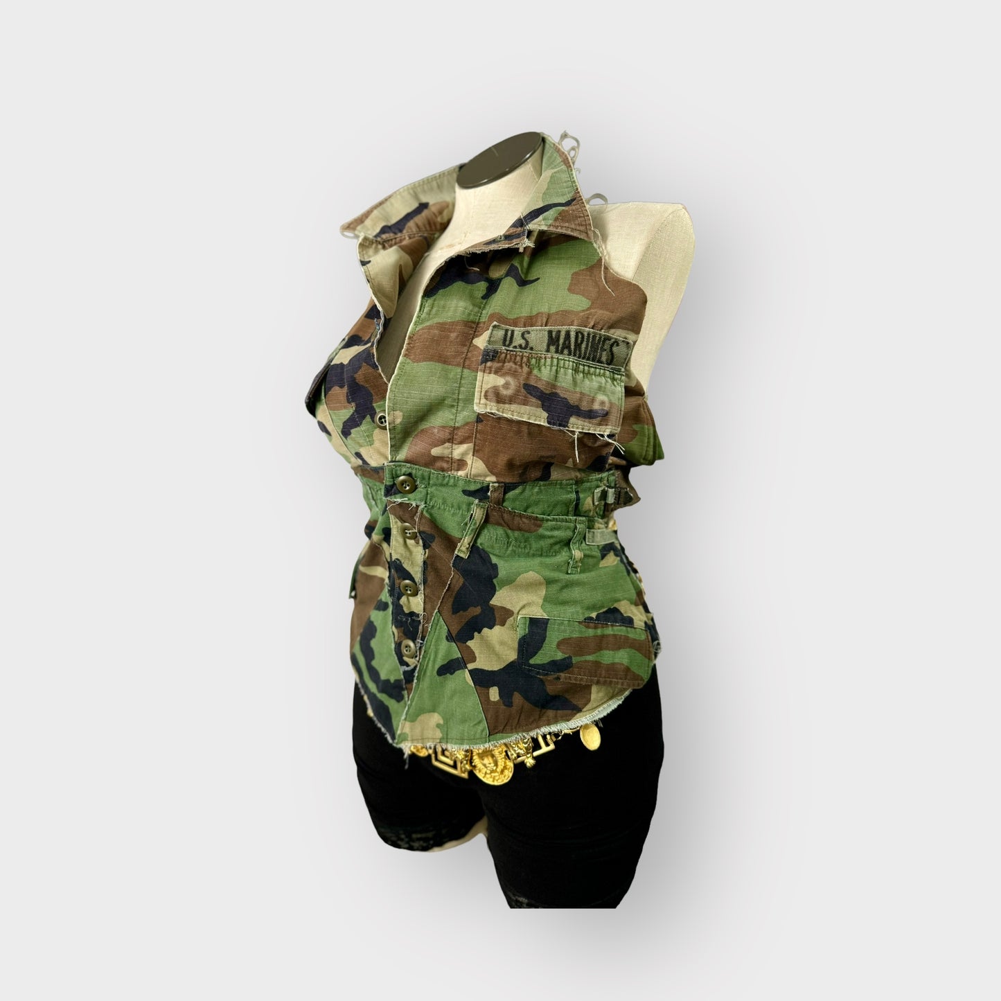 Colombiana Army Fatigue Corset Style Halter Top