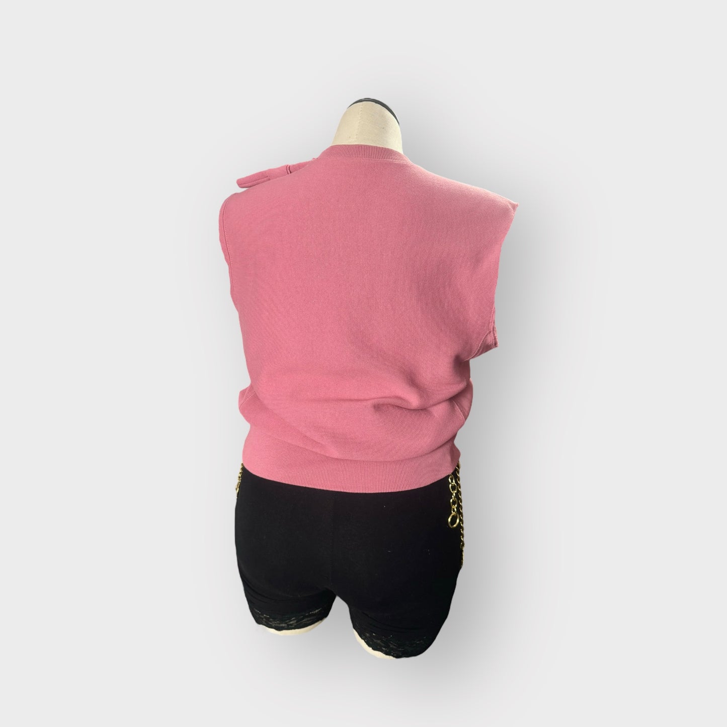 Bubblegum Pink Asym. Ruffle Crewneck