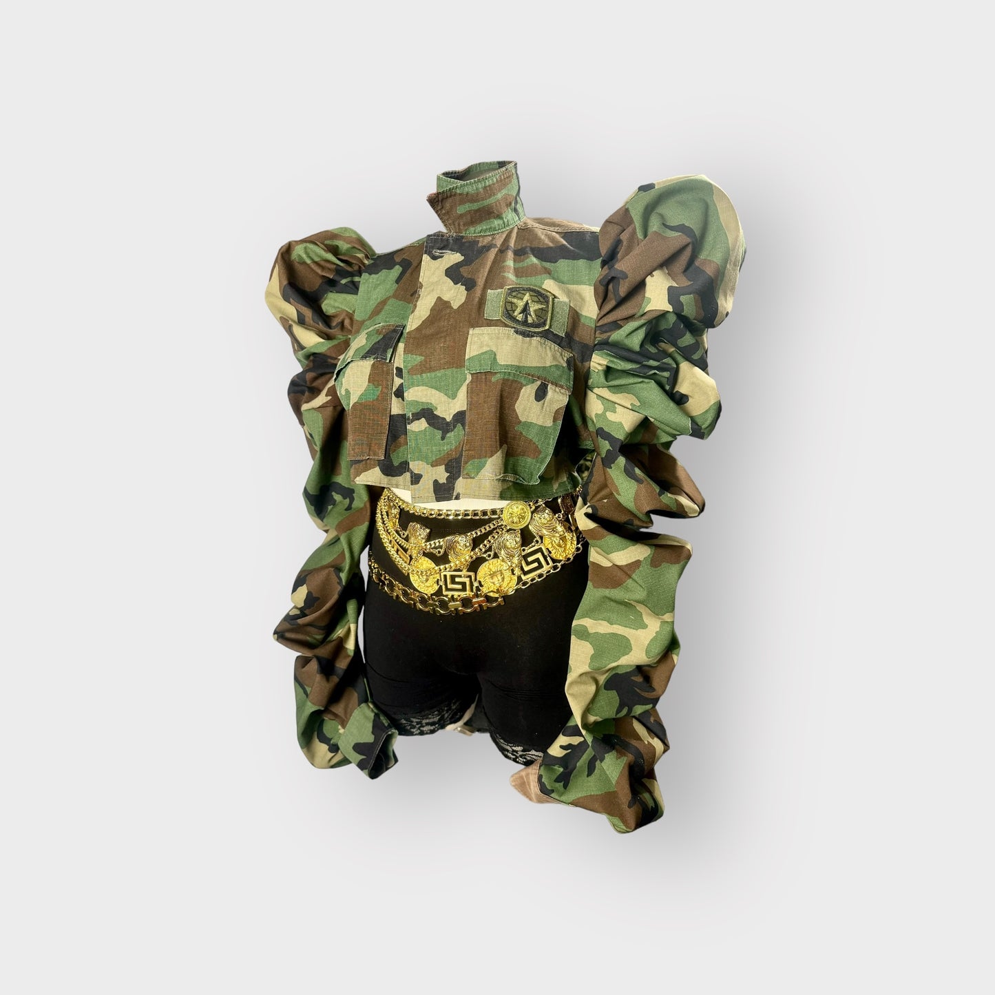 Camo Ripple Couture Sleeve Crop Jacket