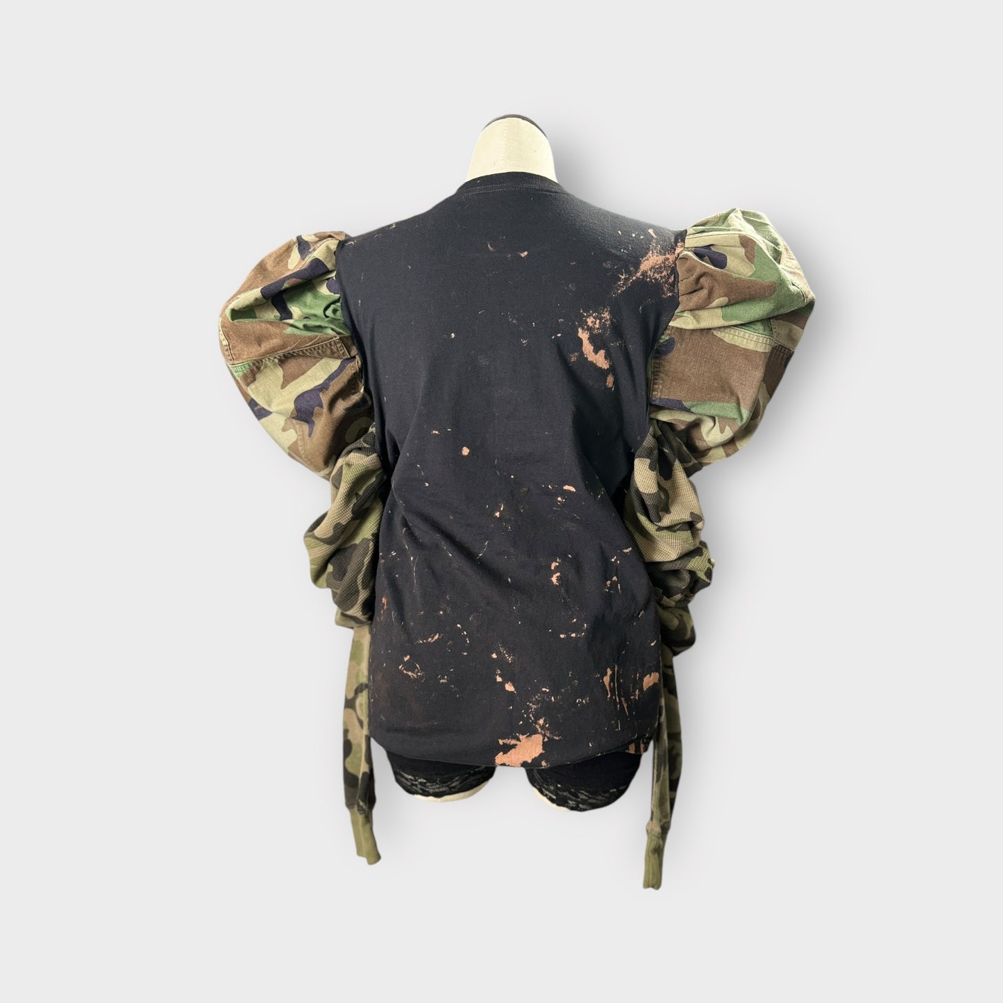 Distressed Street Style Camo Sleeve Tee