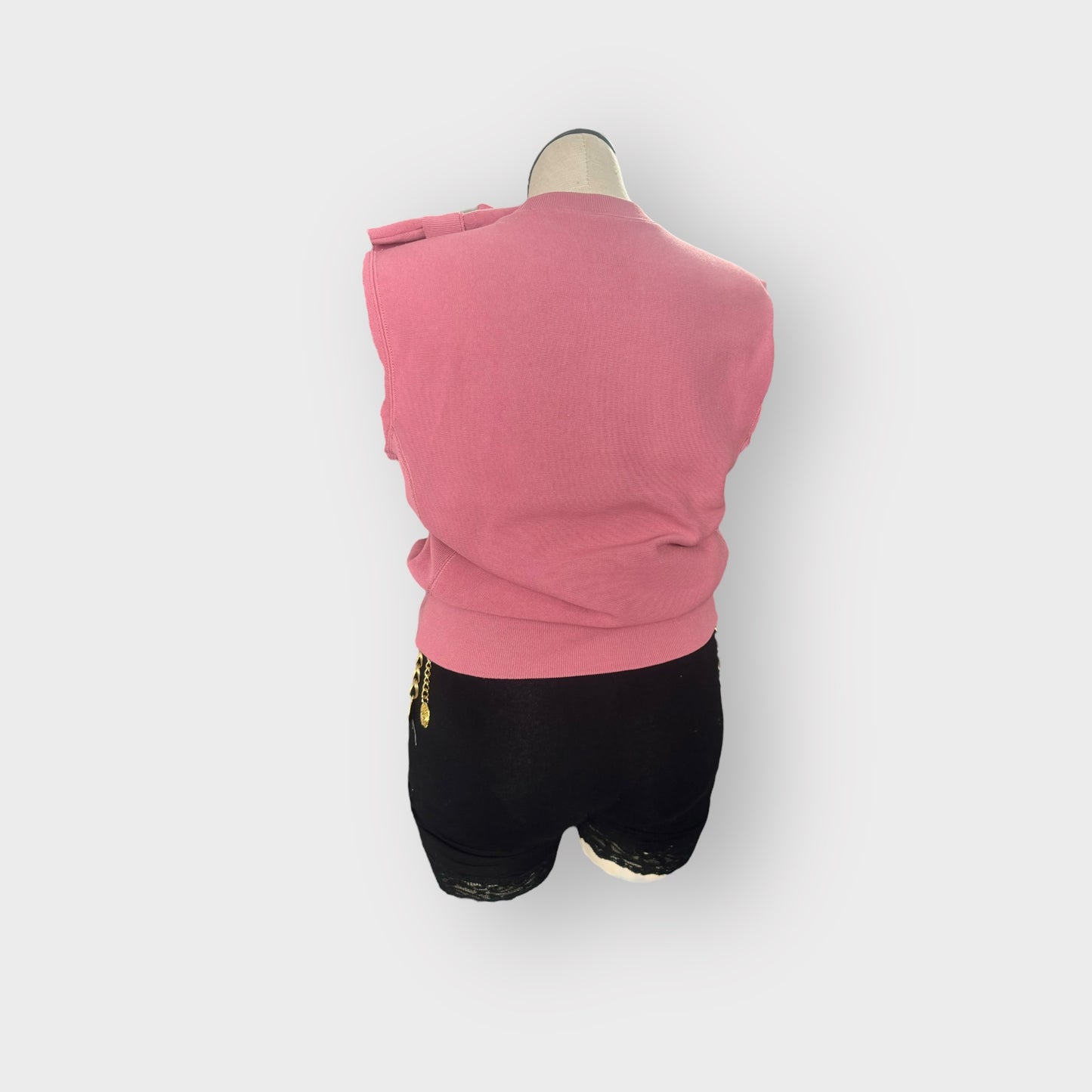 Bubblegum Pink Asym. Ruffle Crewneck