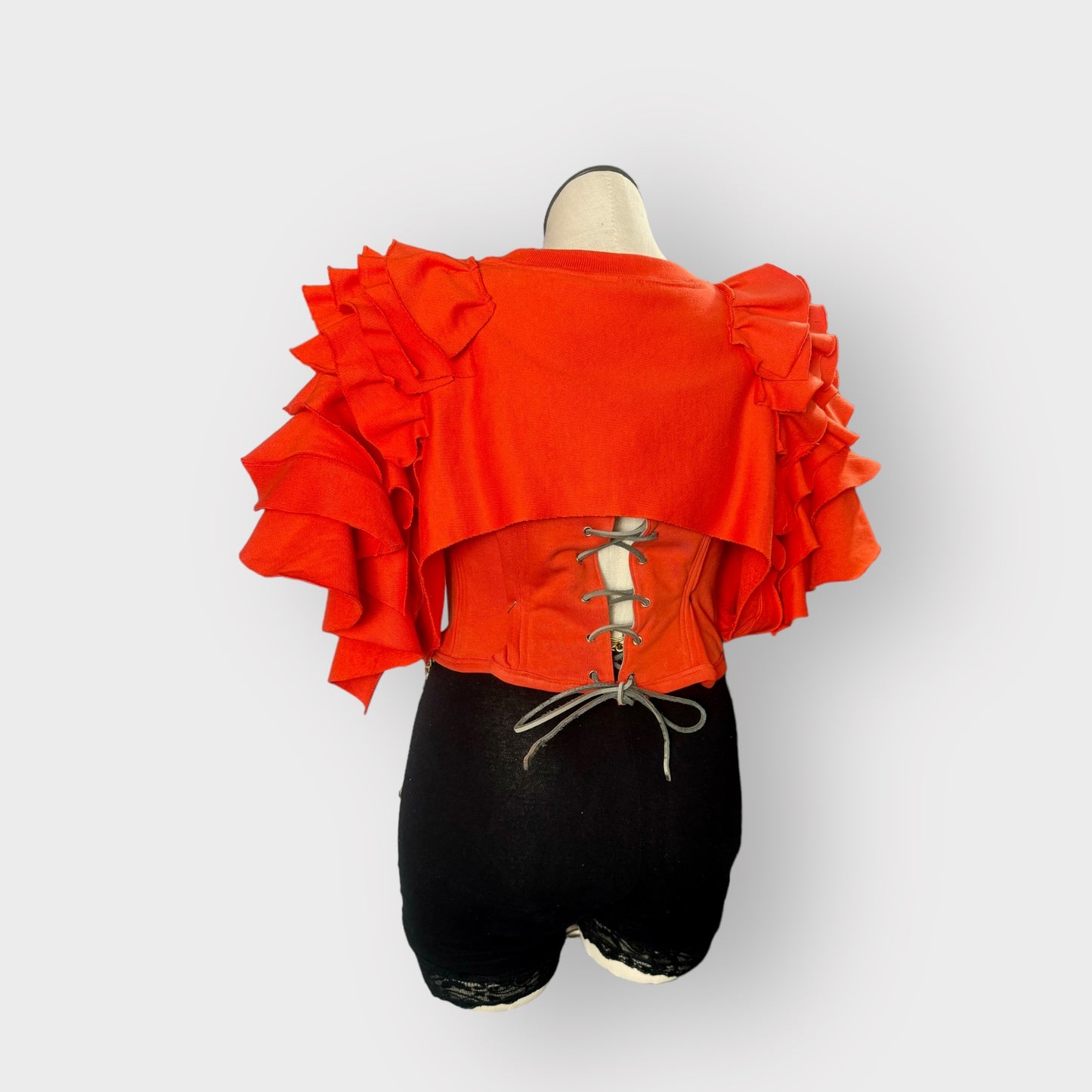 Ruffle Crop Crewneck with Custom Corset