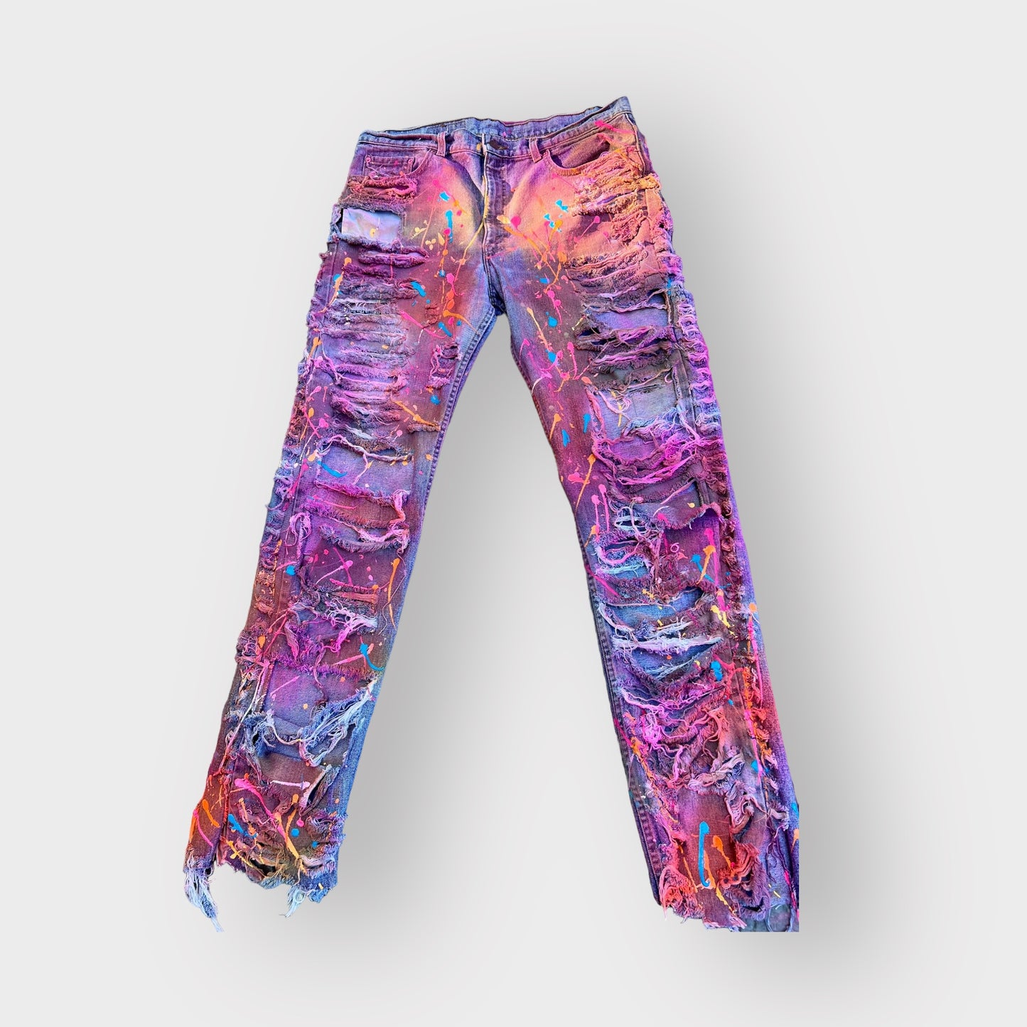 Distressed Paint Splashed Denim Jeans