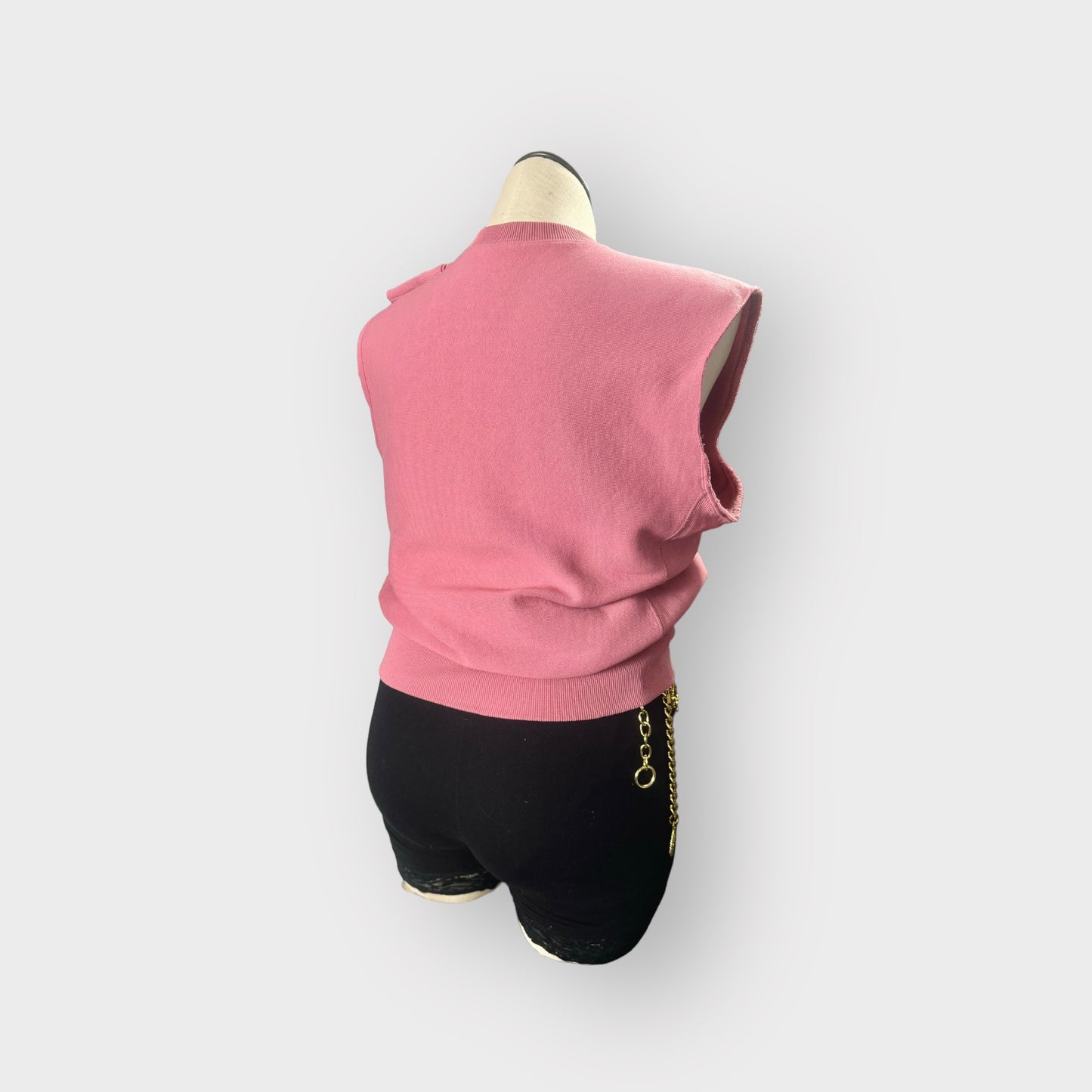 Bubblegum Pink Asym. Ruffle Crewneck