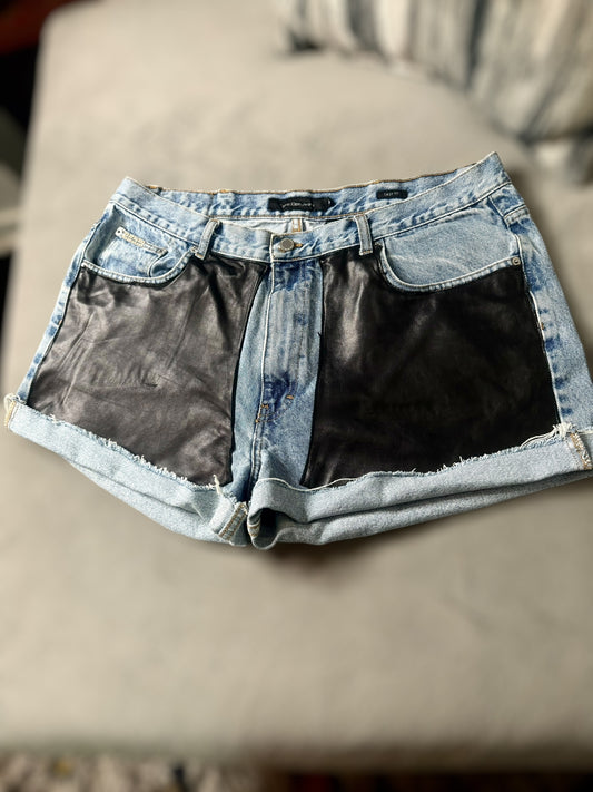 90’s Style Custom Denim n Leather Shorts