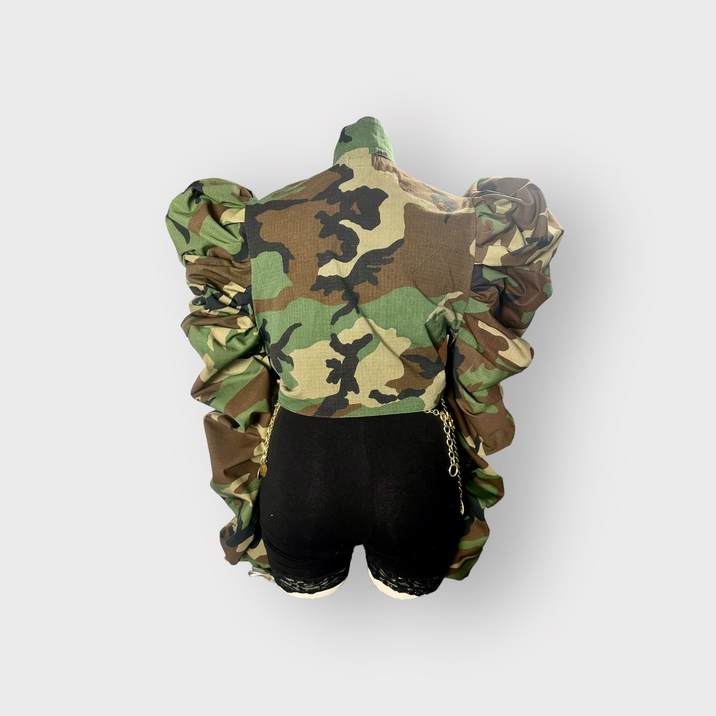 Camo Ripple Couture Sleeve Crop Jacket