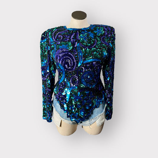 Psycadelic Asymmetrical Sequin Top