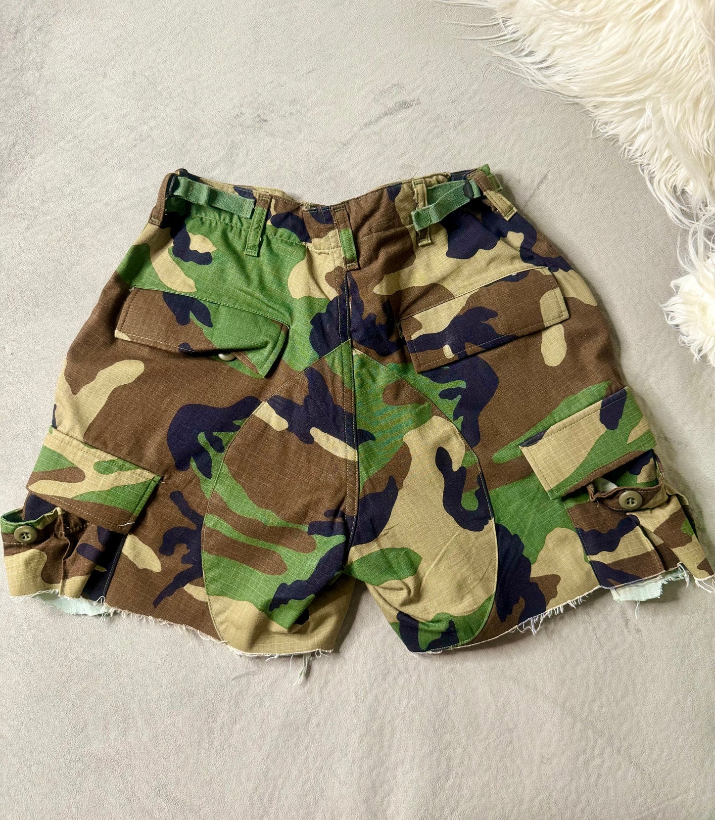 Distressed Camo Shorts