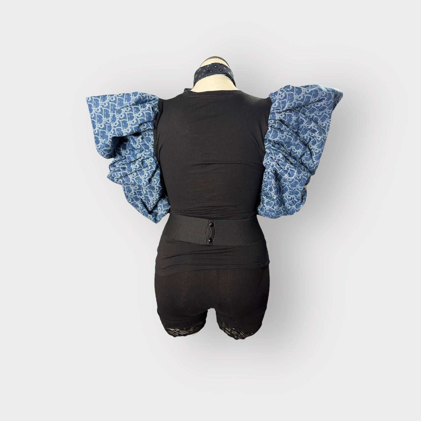 Deluxe Edition Denim Handmade Tee with Ribbon Bow Tie