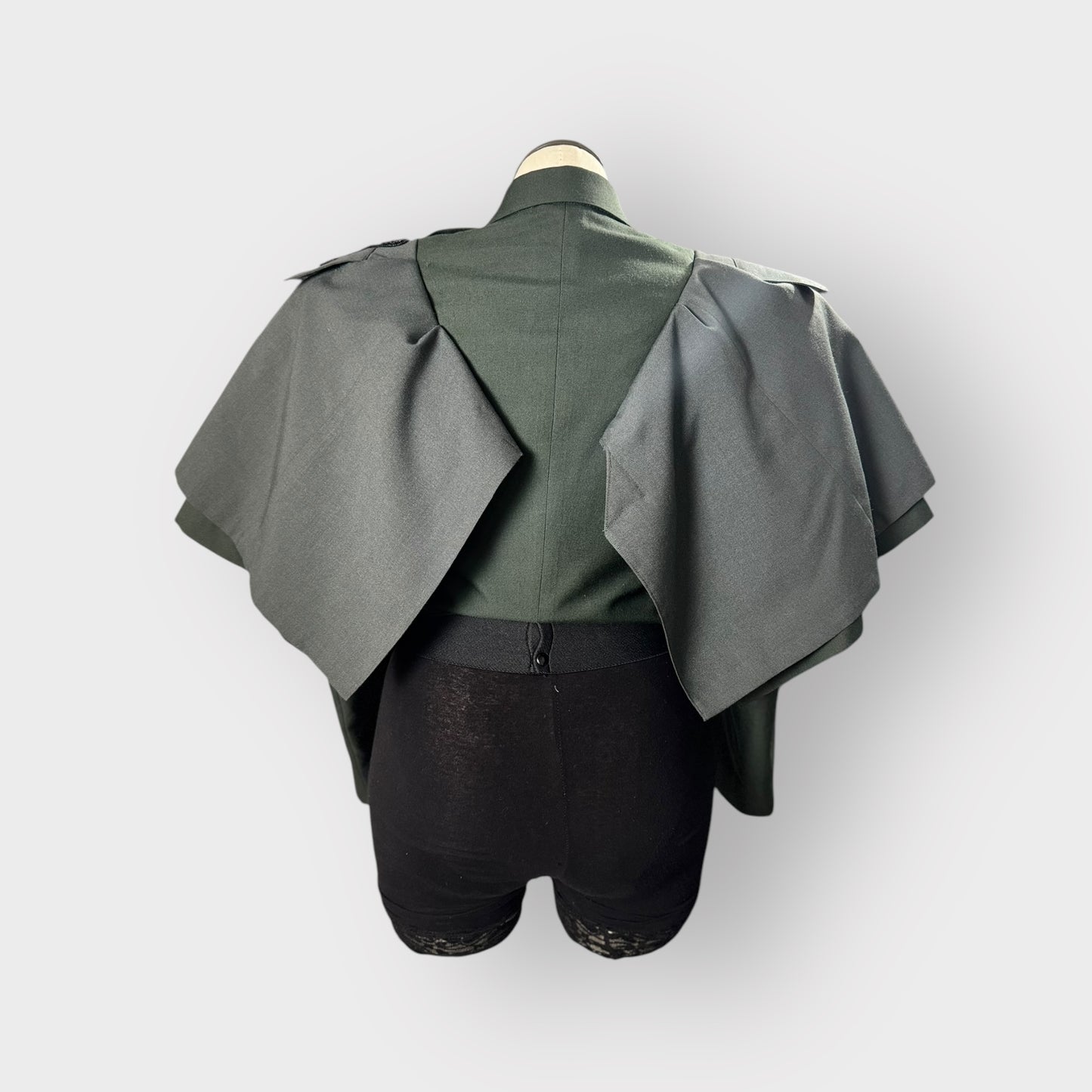 Military Couture Cropped Cape Jacket