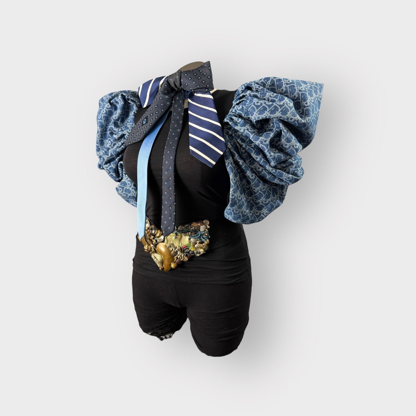 Deluxe Edition Denim Handmade Tee with Ribbon Bow Tie