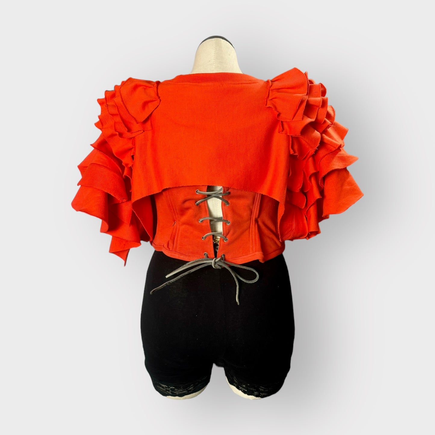 Ruffle Crop Crewneck with Custom Corset