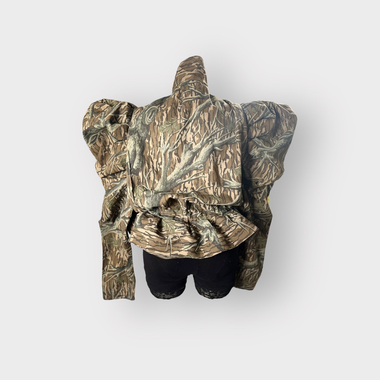 Tree Bark Peplum Bomber Jacket