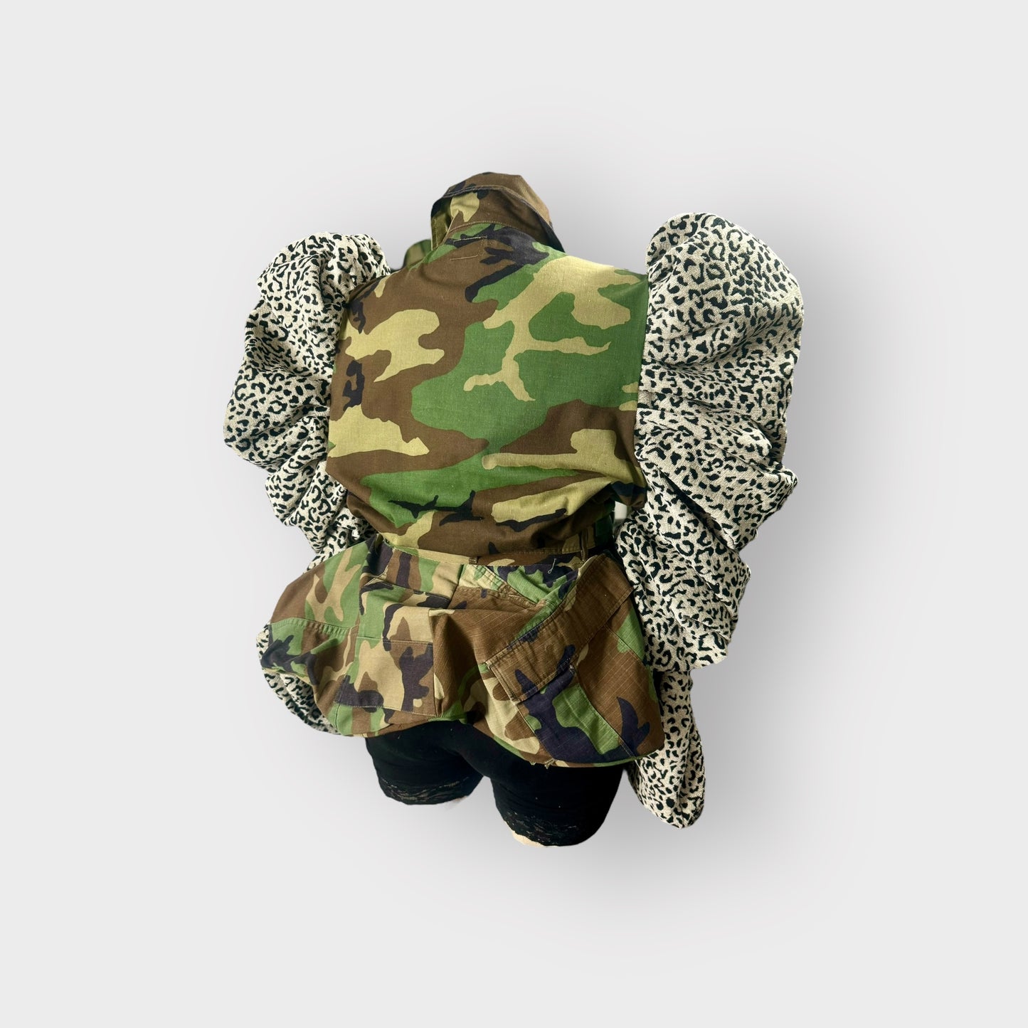 Snow Leopard Couture Sleeve Camo Peplum