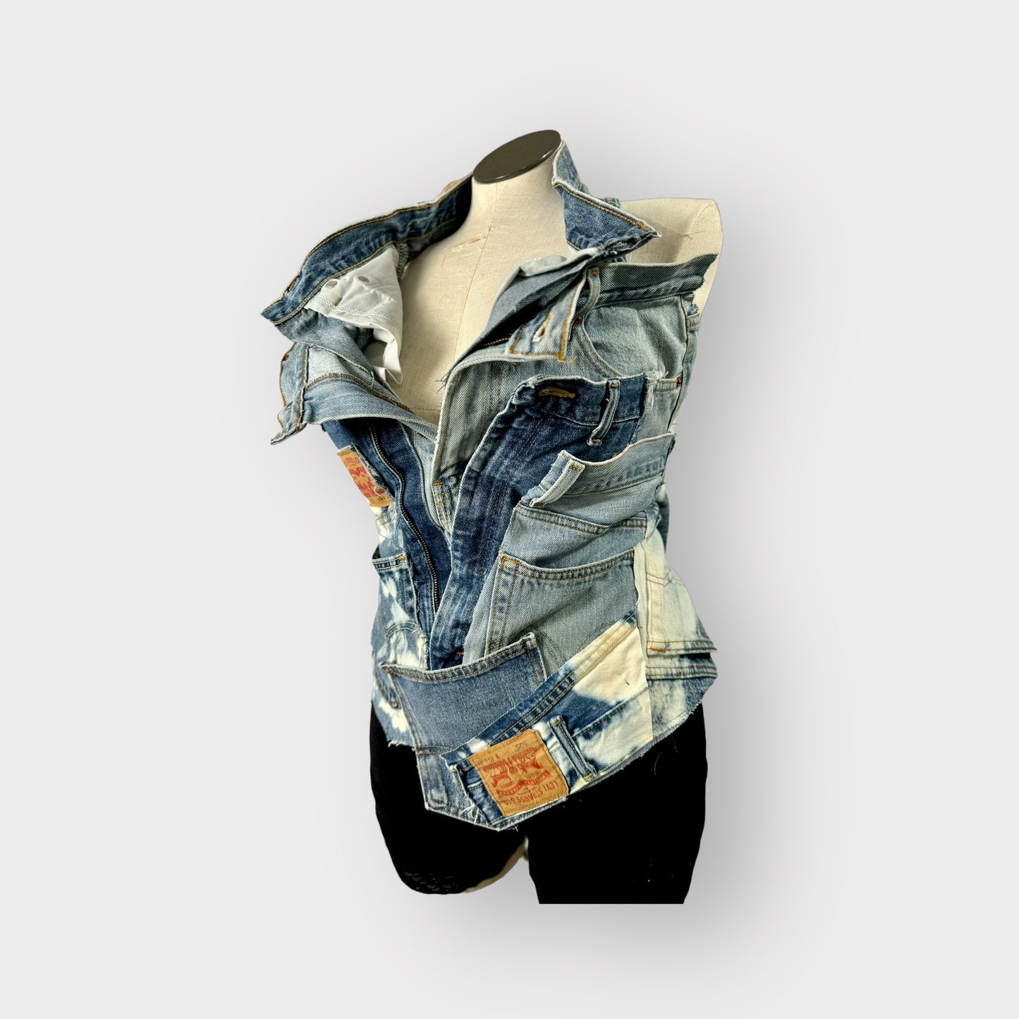 Denim Couture Patchwork Corset Halter Top