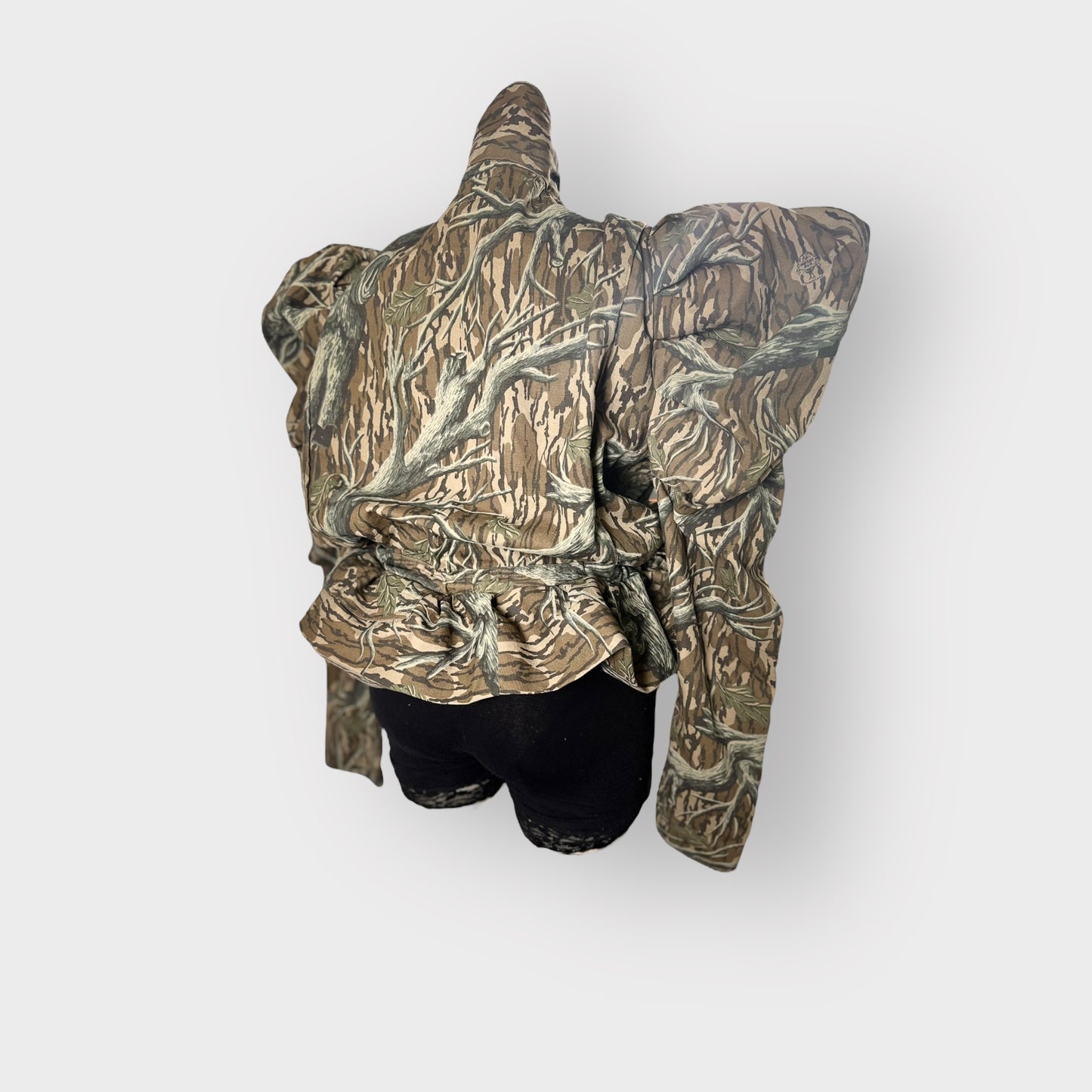 Tree Bark Peplum Bomber Jacket