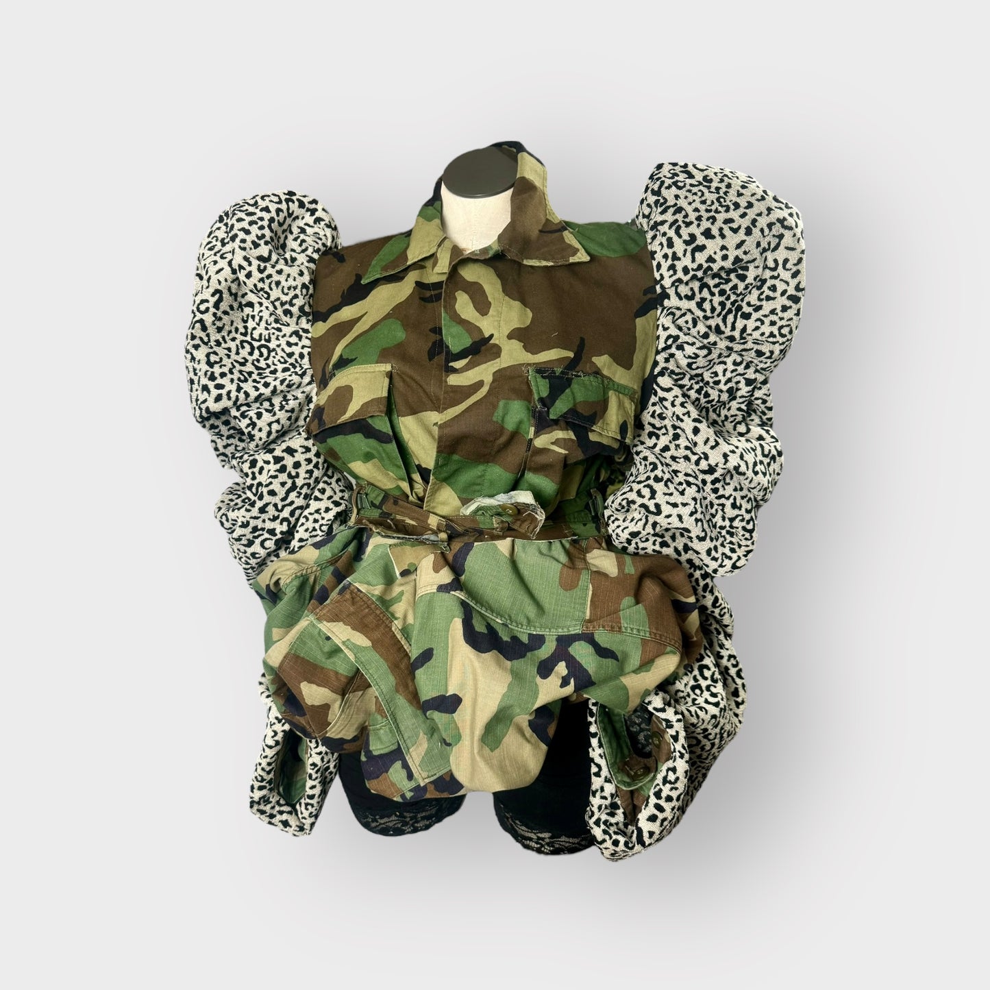 Snow Leopard Couture Sleeve Camo Peplum