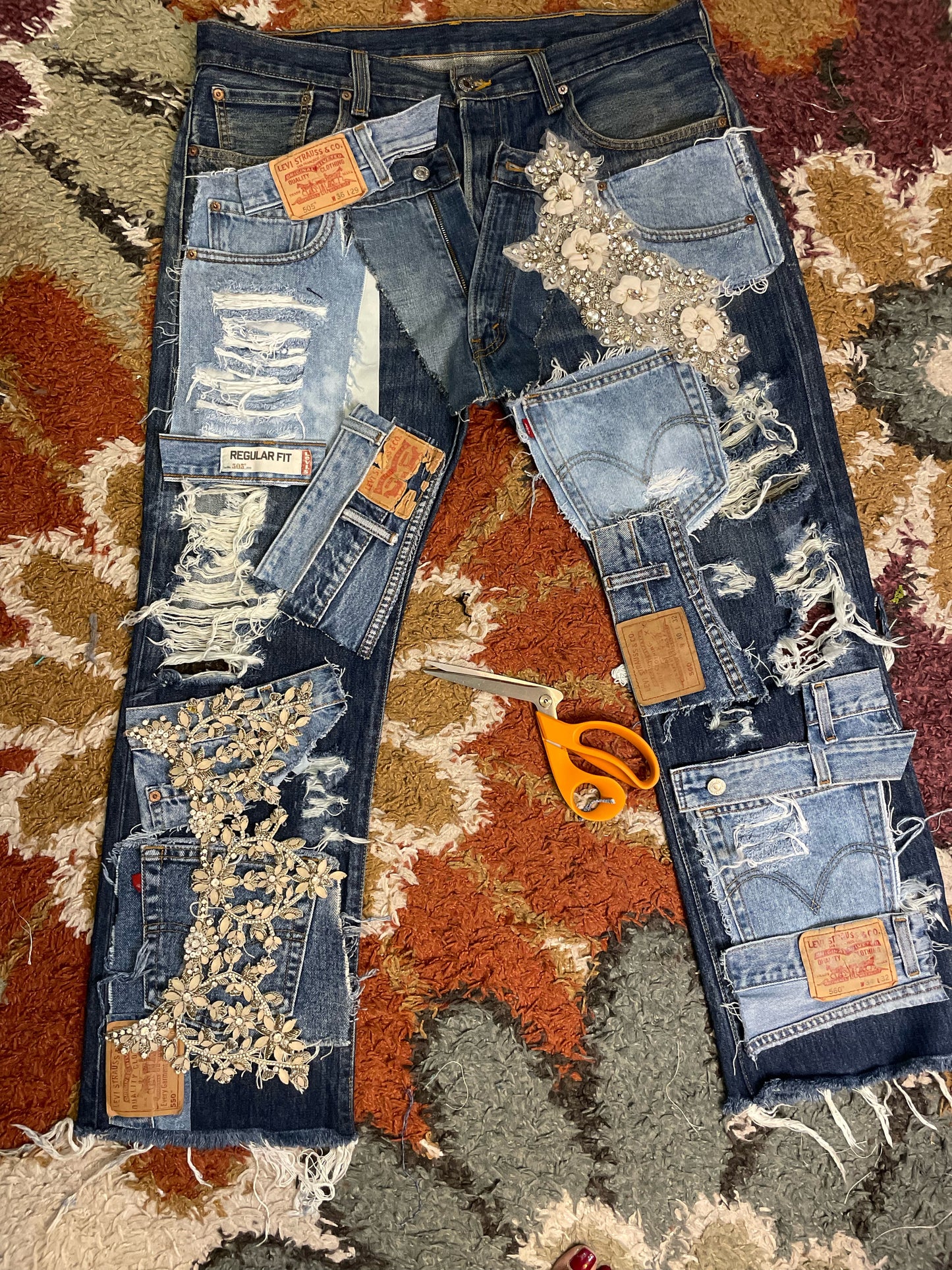 Couture Denim Patchwork Jeans