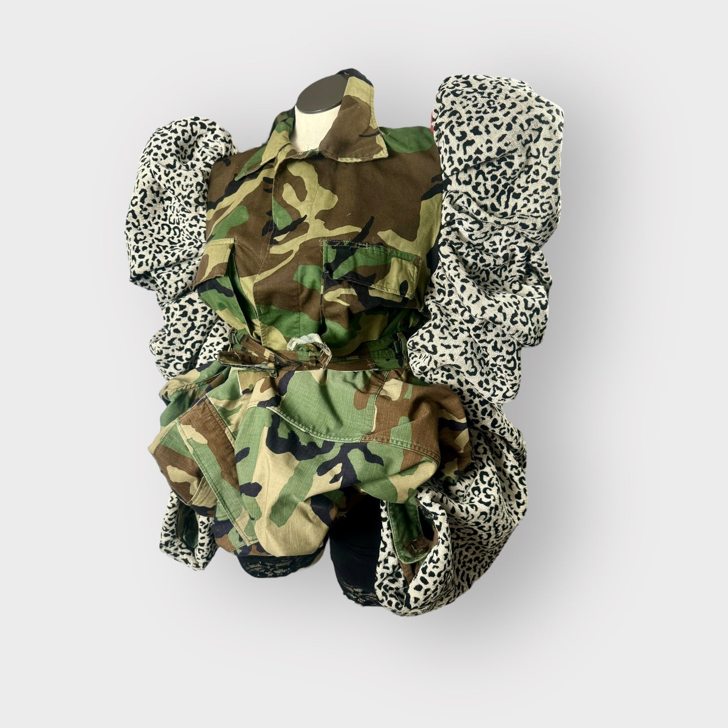 Snow Leopard Couture Sleeve Camo Peplum