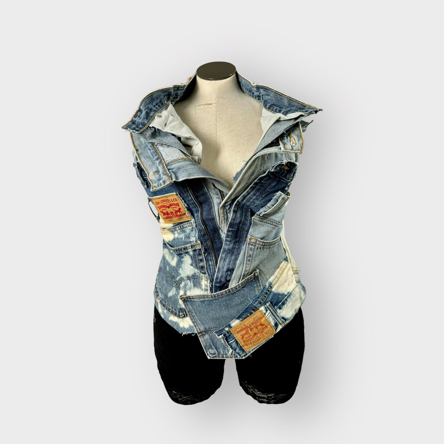 Denim Couture Patchwork Corset Halter Top