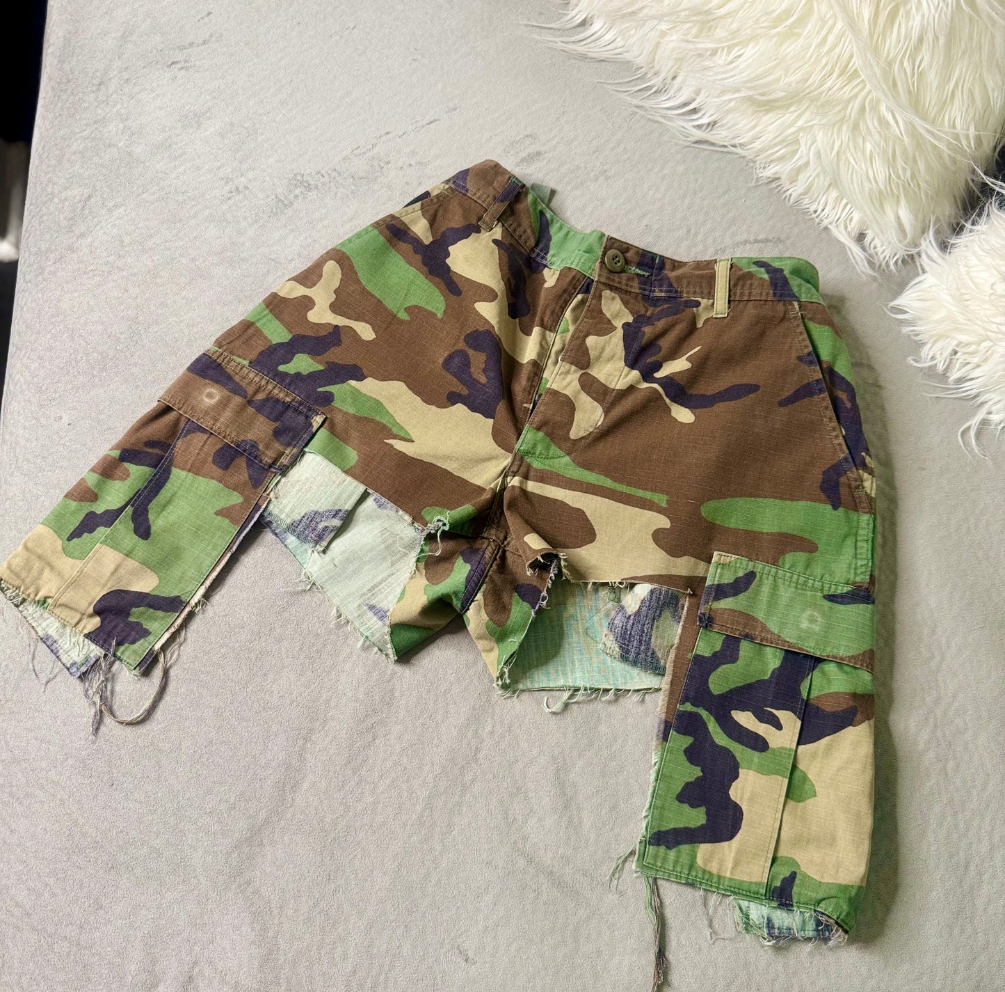 Camo Couture Cargo Pocket Mini Shorts