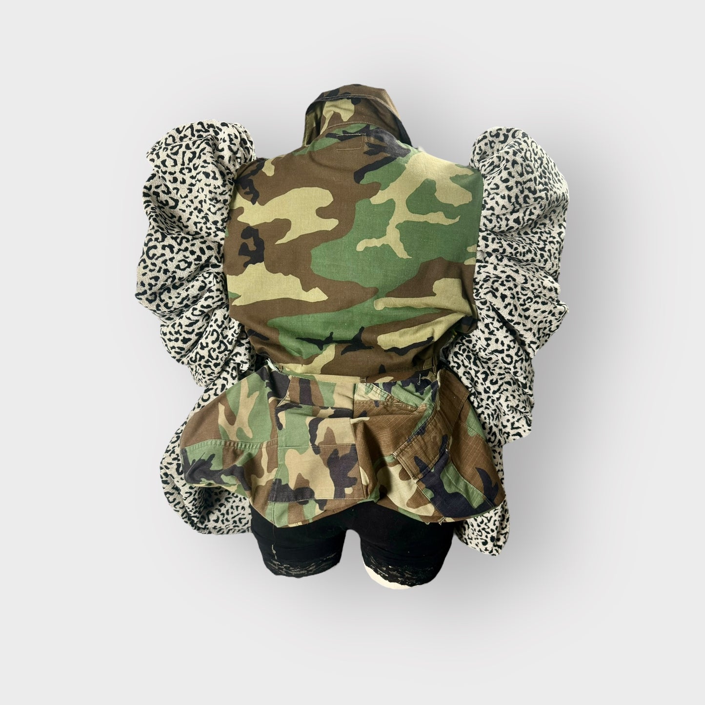 Snow Leopard Couture Sleeve Camo Peplum