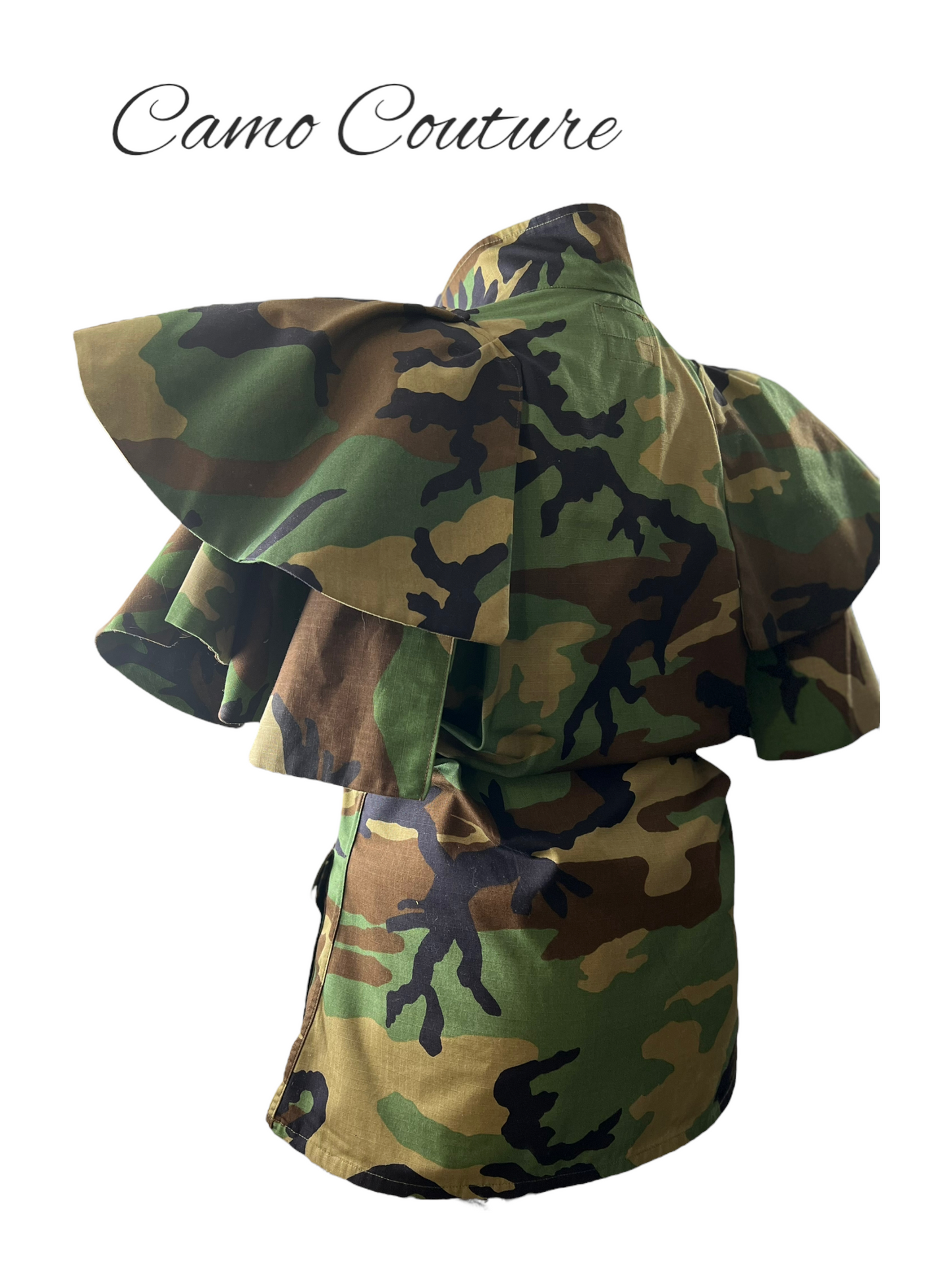 Camo Couture Flounce Sleeve Jacket