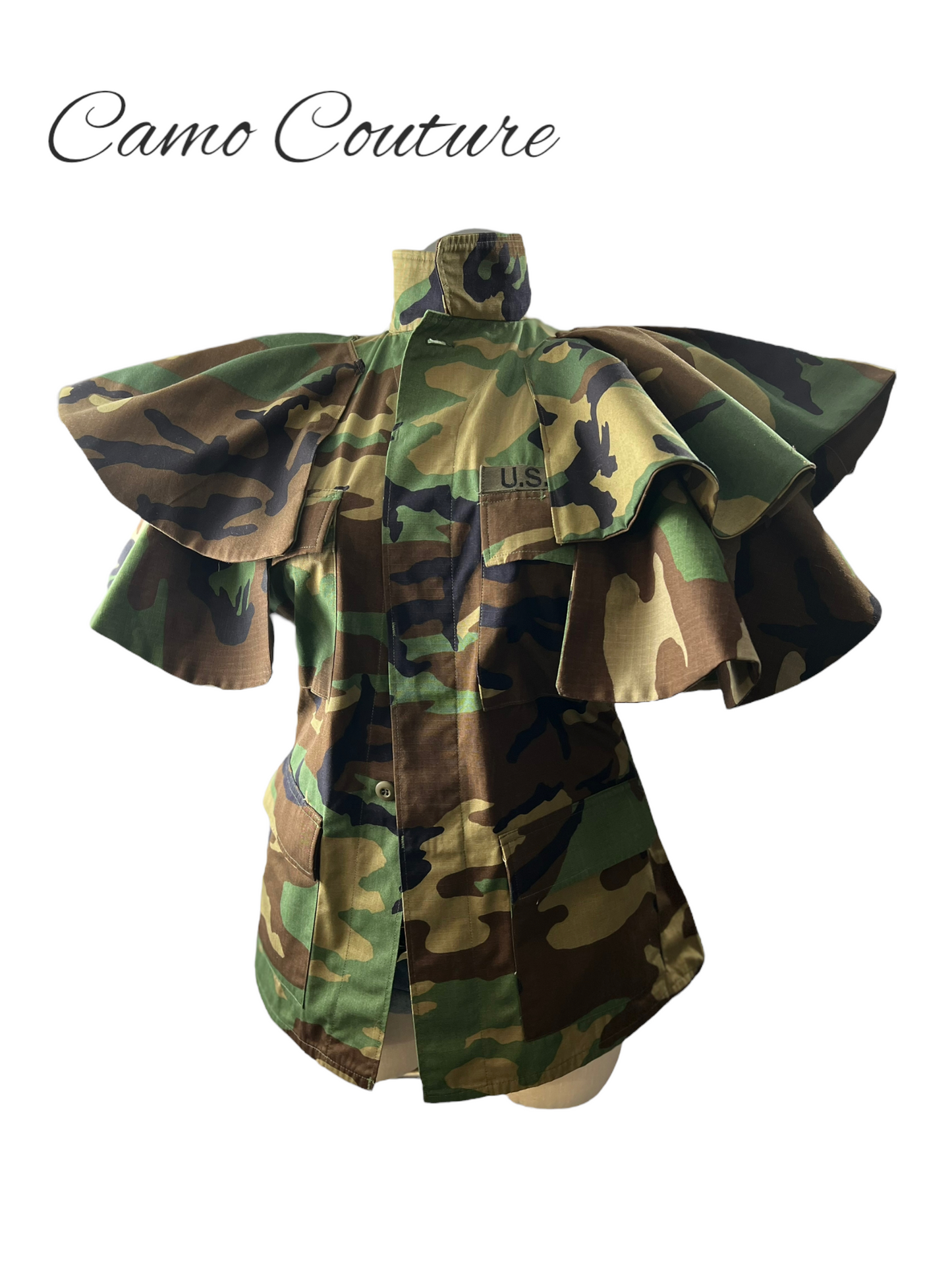 Camo Couture Flounce Sleeve Jacket