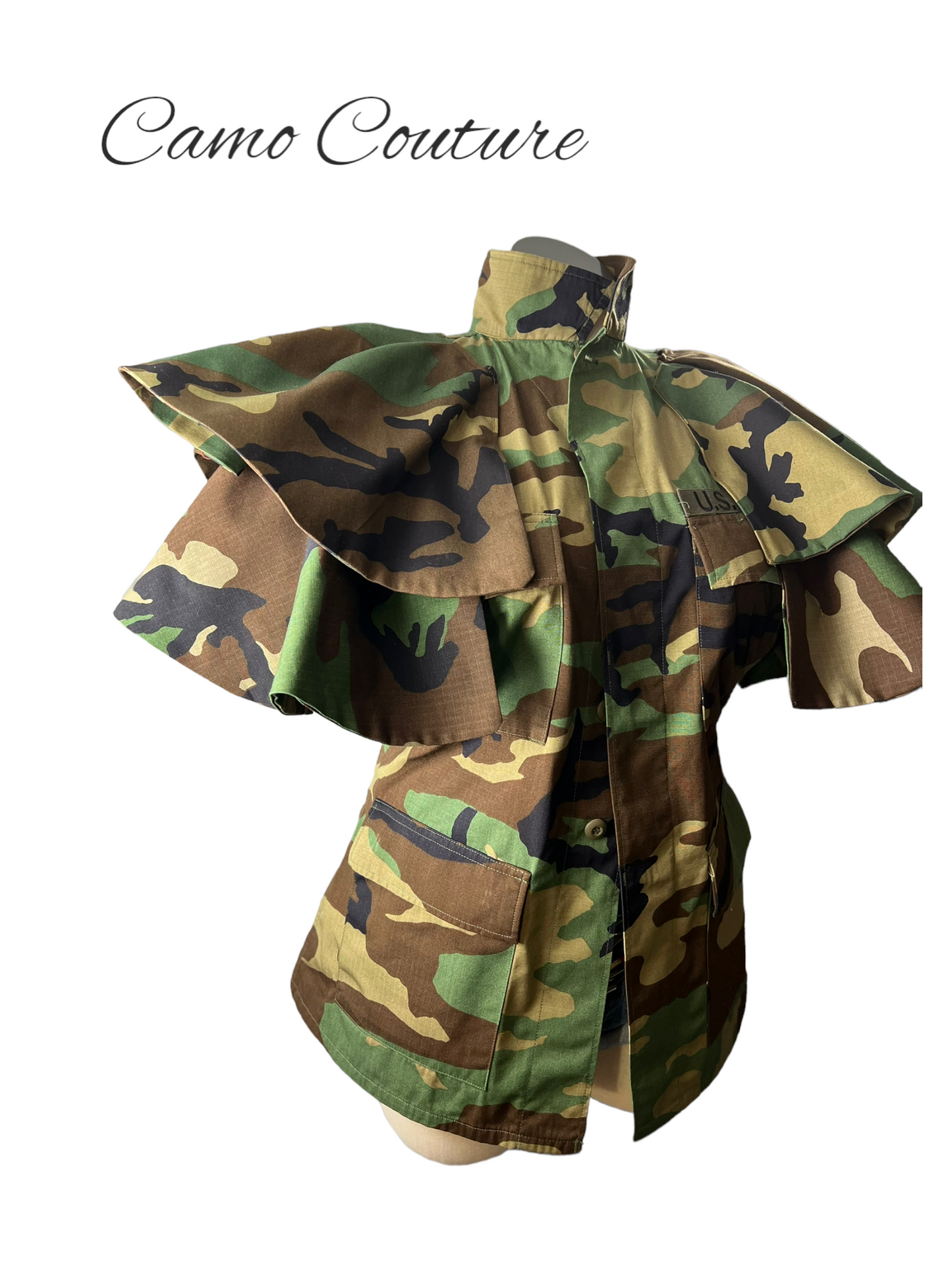 Camo Couture Flounce Sleeve Jacket