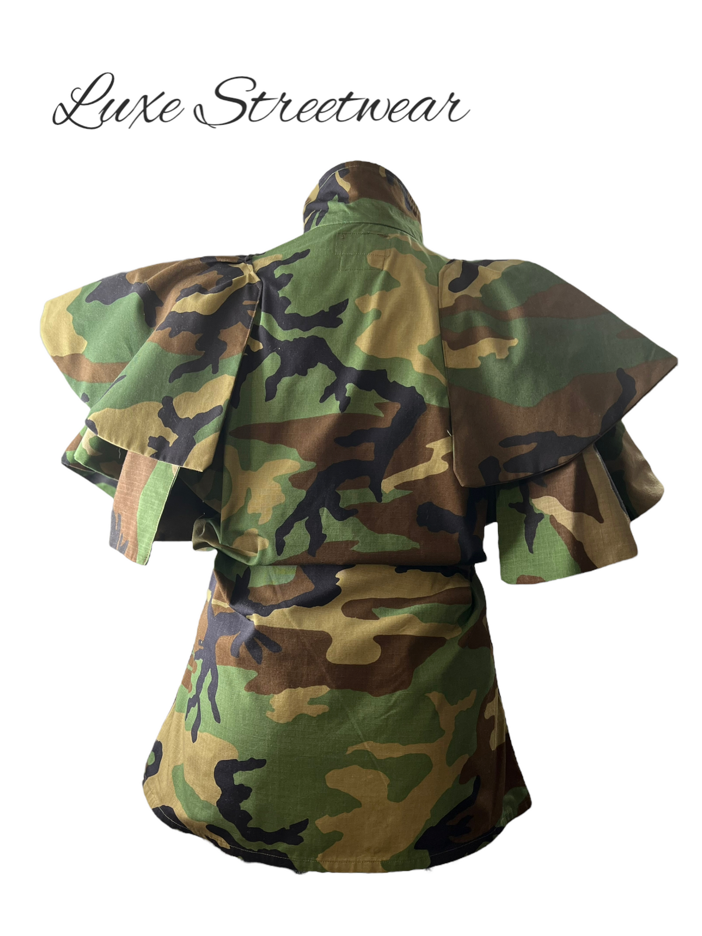 Camo Couture Flounce Sleeve Jacket