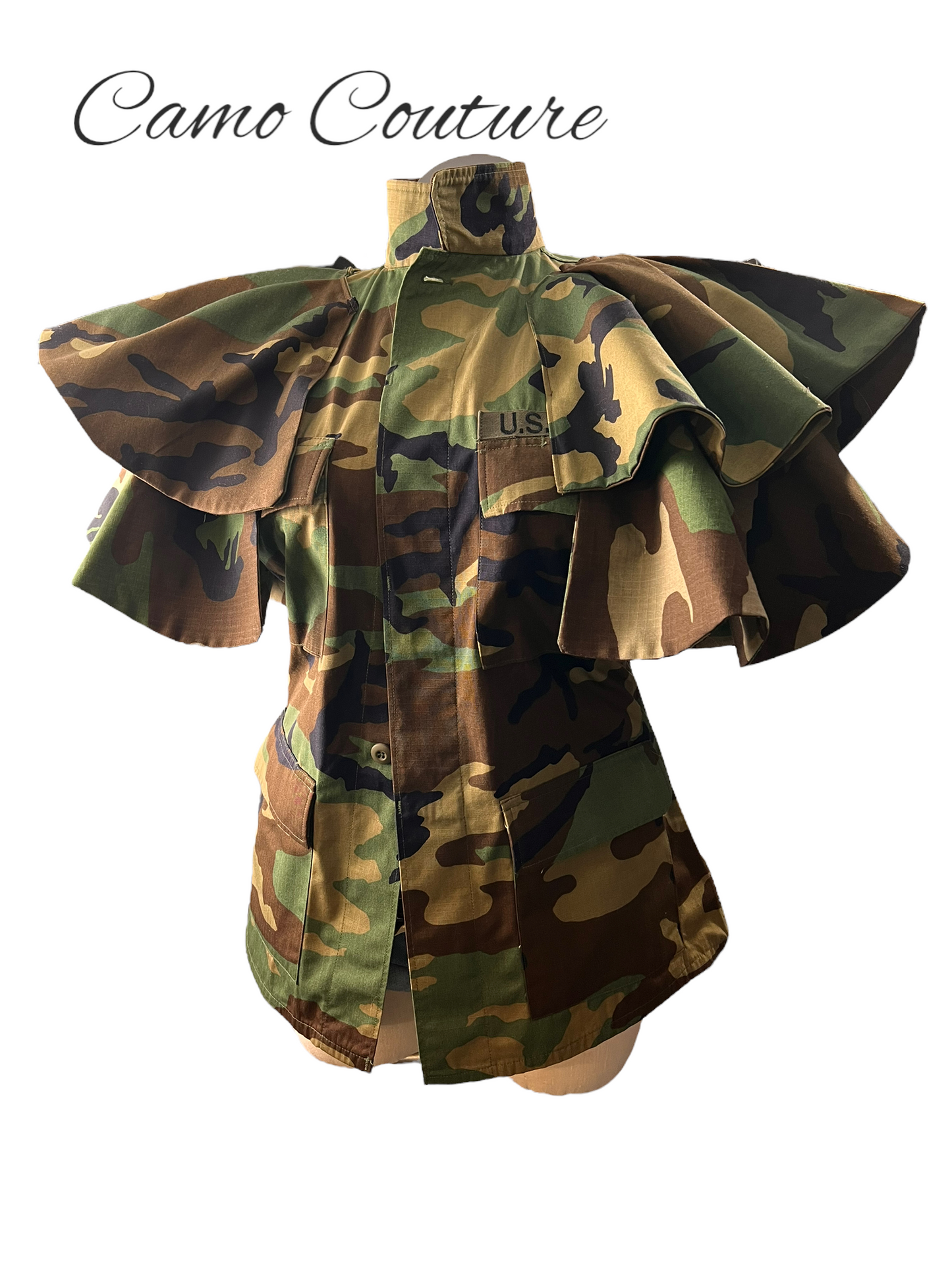 Camo Couture Flounce Sleeve Jacket